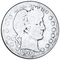 1901-O Barber Silver Quarter NICELY CIRCULATED