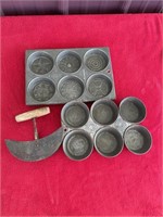 2 early 10 muffin pans and dough cutter