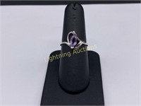STERLING SILVER MARQUISE AMETHYST RING