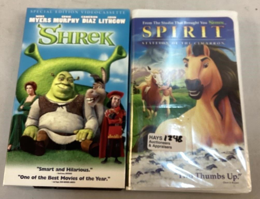 (2) Dream Works VHS Tapes - Shrek & Spirit