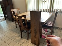 Oak Wood Table with 4 Inserts, (7) Chairs 52"W x..
