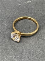 14KT HGE LIND Gold Ring with CZ Center Stone