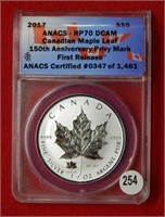 2017 Canada Silver $5 ANACS RP70 DCAM Maple Leaf
