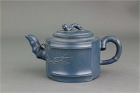 Chinese Fine Blue Zisha Teapot with Artist Mark