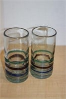PAIR OF HEAVY BLOWN GLASS DRINKING GLASSES