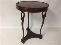 Carved Wood Accent Table, 16" Diam x 22" Tall