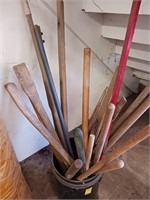 BUCKET OF WOODEN HANDLES