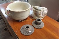 POTTERY CHAMBER POT - CANDLE HOLDERS - SHELL