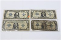 4 LARGE $1 SILVER CERTIFICATES: