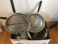 BOX OF GOOD ALUMINUM COOKWARE REGAL WARE, AND