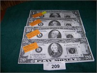 Play Money: $1, $5, $10 & $20 Packages of 25 Each