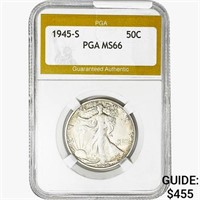 1945-S Walking Liberty Half Dollar PGA MS66