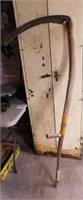 Antique hand scythe w/ wooden handle