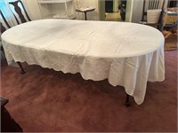 Vintage White w/ Gray Embroidered Tablecloth