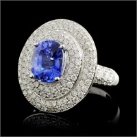 2.51ct Sapphire & 1.30ct Diamond Ring in 18K WG