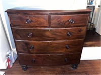 19th C. Mahogany Bow Front Chest of Drawers