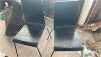 Wood Metal Legs Chair Pair