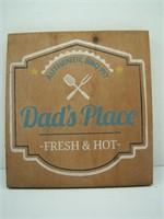 Dad's Place BBQ Pit Wooden Sign 11 x 12 inches