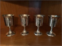 4 pewter goblets