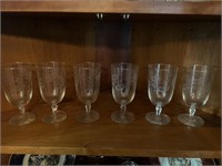 6 Tea/water goblets etched