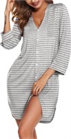 SIZE : M - Ekouaer Women's Nightgown Striped
