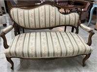 Vintage Upholstered Settee 51.5” w x 22” d