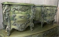 Pair of Green Night Stands with 3-Drawers