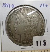 1891-O Morgan silver dollar