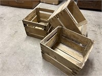 Three wooden crates