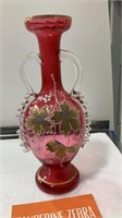 Cranberry Moser with Gold Pitcher