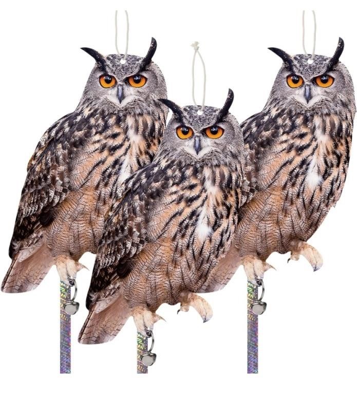 3 Pack Hanging owl Reflective bird deterrents