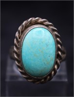 Silver Banded Southwest Style Turquoise Ring