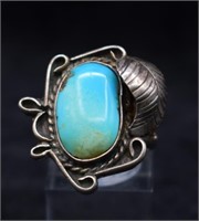 Silver Banded Southwest Style Turquoise Ring
