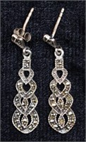 Sterling Silver Marcasite Dangle Earrings