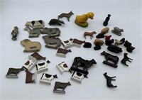 lot of 35+ animals; plasitic, composition & chalk