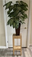 Large Artificial Potted Plant & Wooden Stand