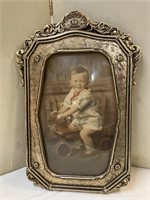 Antique Bowed Dome Glass Photo Frame