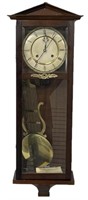 Empire Style Cherry Wood Wall Clock, Beveled