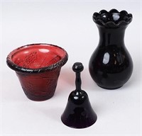 Amethyst Glass Planter, Vase & Bell