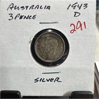 AUSTRALIAN 3 PENCE 1943-D SILVER