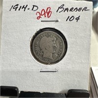 1914-D BARBER SILVER DIME