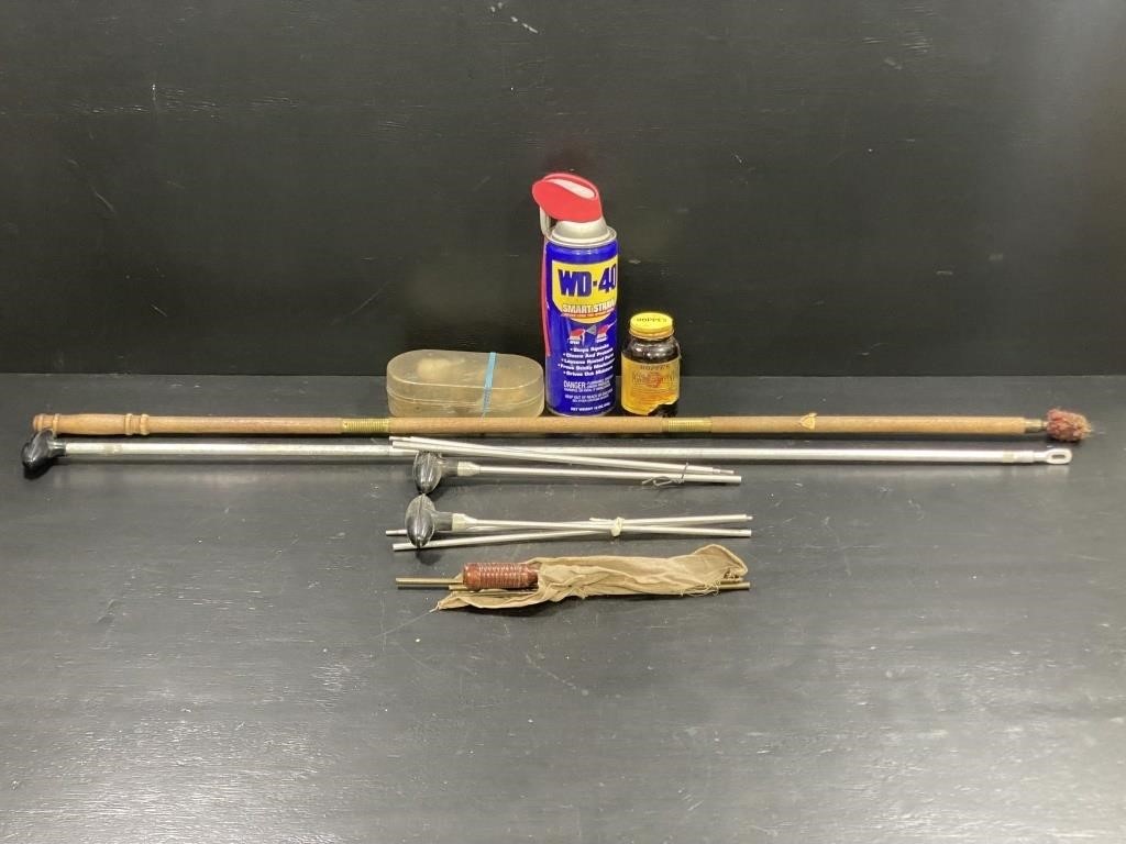 Gun Cleaning Accessories w/ Vintage Rice Sack