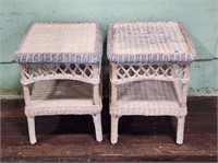 2 Painted Wicker End Tables