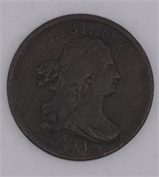 1804 PI No Stems Draped Bust Half Cent