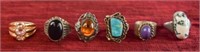 Group of Sterling Silver Semi Precious Stone Rings