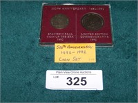 500th 1492 to 1992 2-Coin Anniversary Set