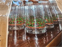 16 Holly Berry Glasses.