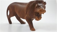 HAND CARVED WOOD LION Carving Statue