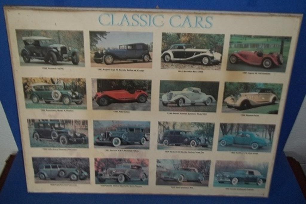 22X17 vintage classic cars display piece