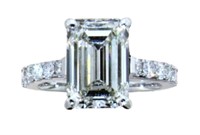 14k Gold 6.90 ct Emerald Cut VS1 Lab Diamond Ring
